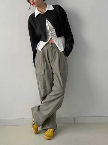 724 Peach Adjust Cargo Wide Pants